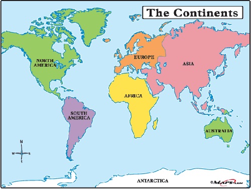Continents-in-the-world