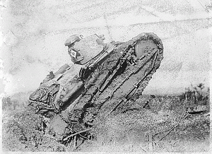 World War I Tank Going Over the Top