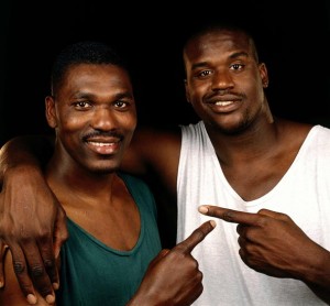 Hakeem Olajuwon and Shaquille O'Neal